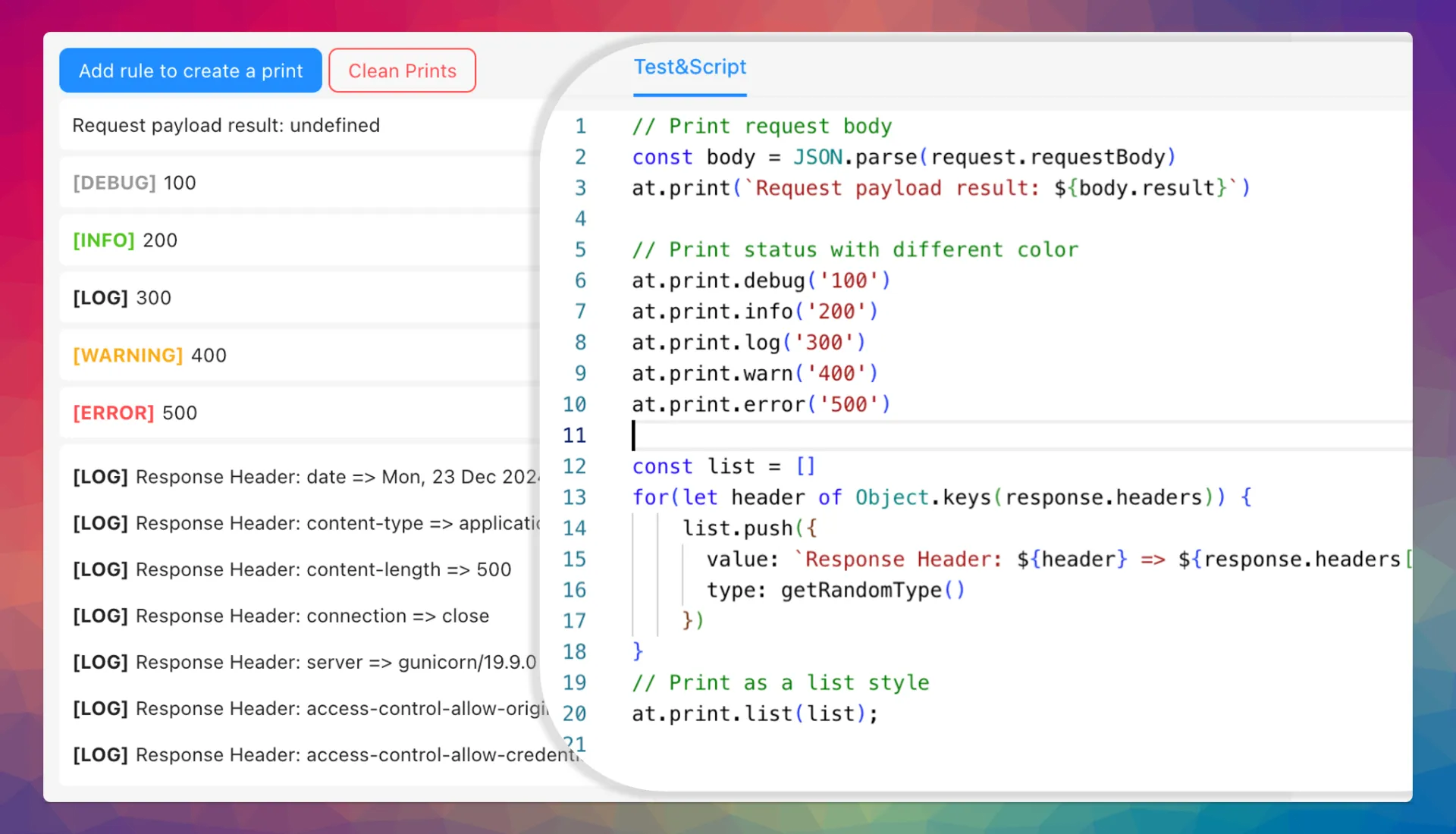 Customizable API Logging